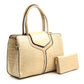 Fashionable Faux Snake Skin Handbag with Matching Wallet Set