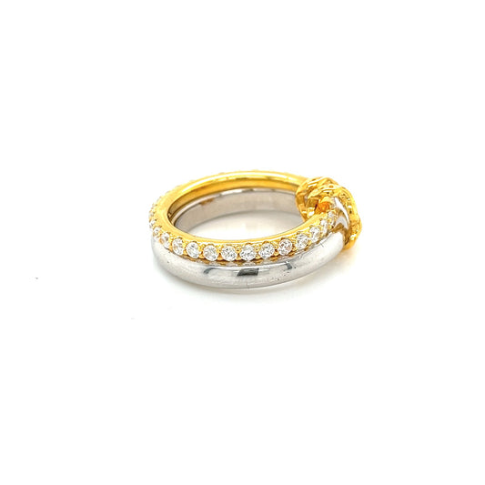 Two Tone Sterling Silver and 14k Gold  plated with CZ Stones