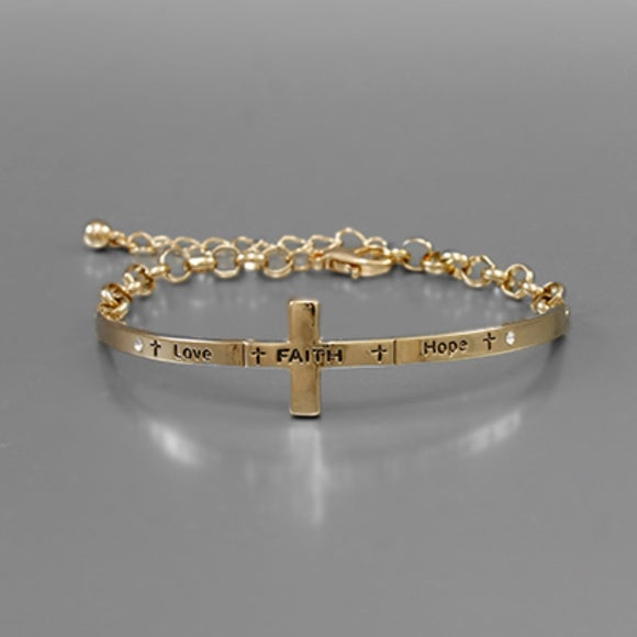 LOVE FAITH HOPE Cross Cuff