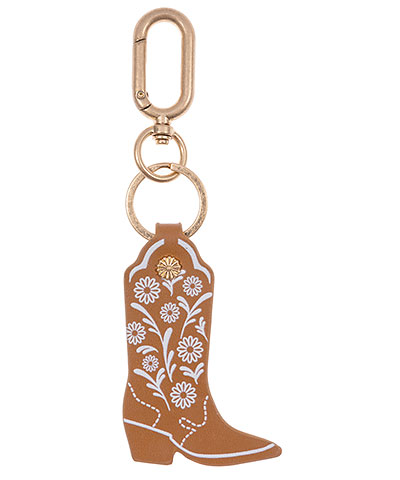 Printed Flower Leather Boot Keychain