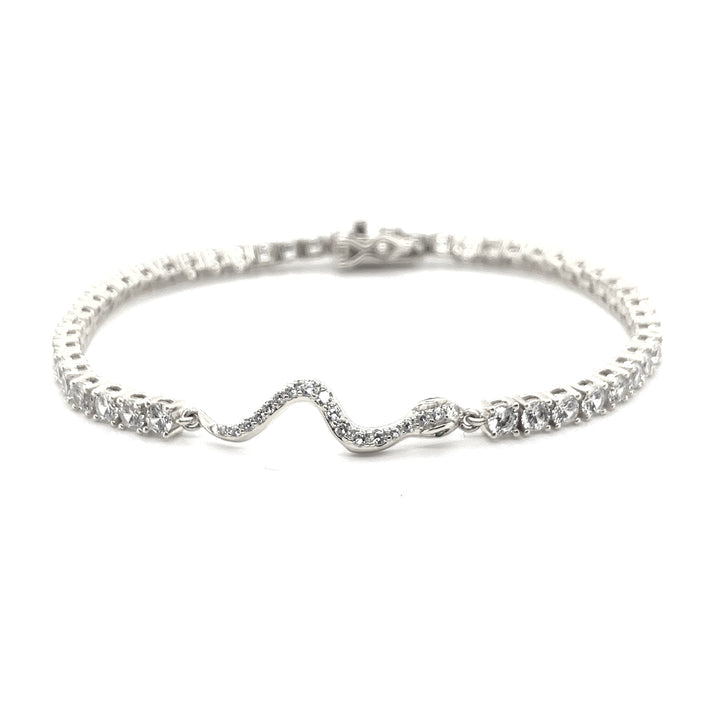 925 Sterling Silver Tennis Bracelet with Snake Design