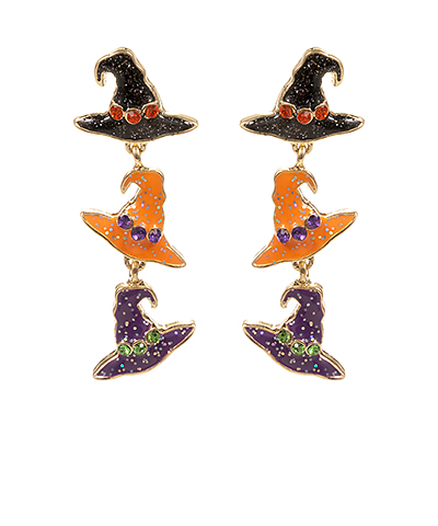 Hypoallergenic Witch's Hat 3 Drop Earrings