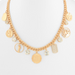 Pave & Multi Shape Coin Necklace