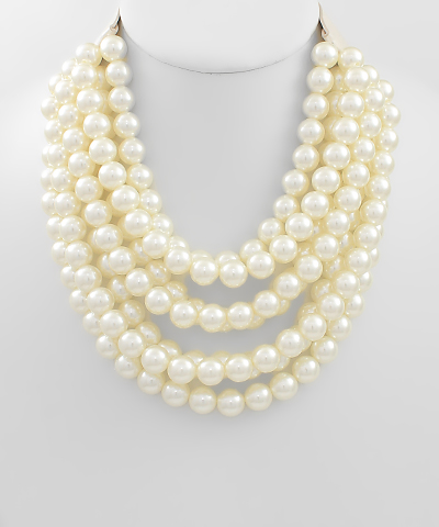 7 Row Beaded Pearl Necklace