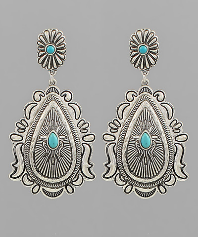 Teardrop Concho Drop Earrings