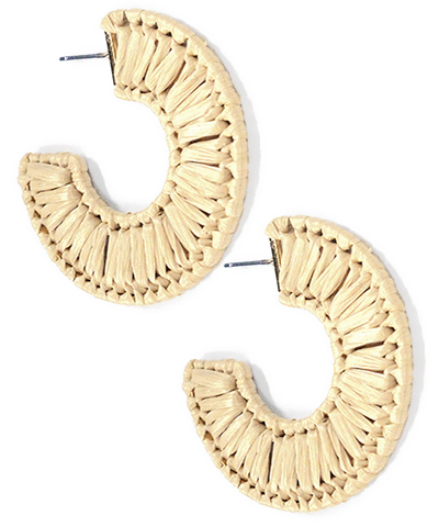 C Shape Wrapped Raffia Earring