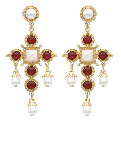 These Antique Jewel Cross Drop Earrings