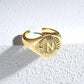Gold Color Chunky Initial Open Ring  Size: 7.5(fits 7-7.5)
