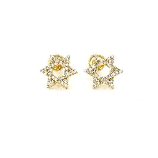 925 Sterling Silver  Magen David Stud Set Moissanite Stone