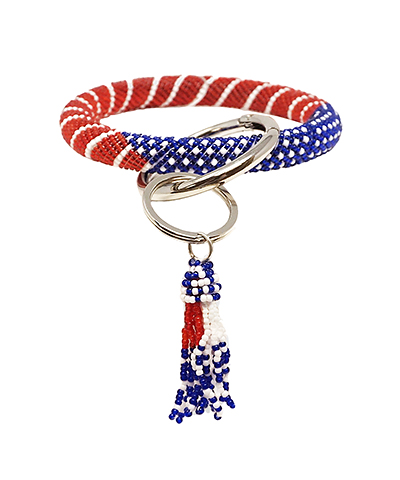 Beaded USA Flag Key Chain