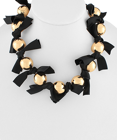 Ribbon Bow CCB Ball Necklace