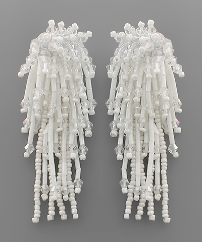 Bead Fringe Cluster Earrings