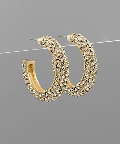 Paved Crystal Open Hoops