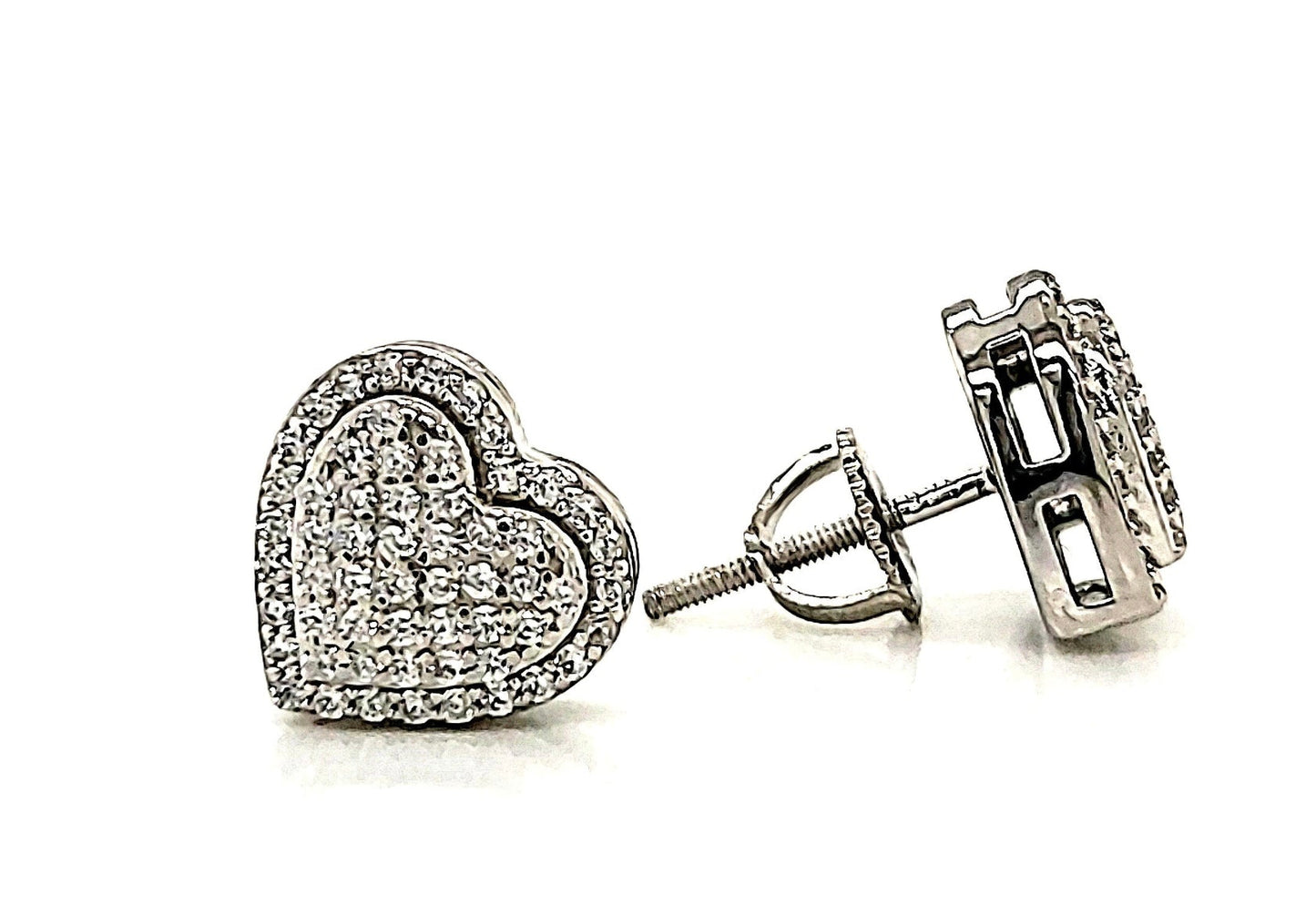 Heart-shaped earrings crafted from solid 925 sterling silver with Cubic Zirconia.
