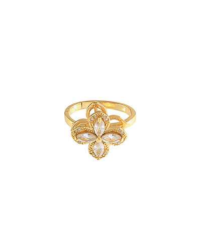 Pave CZ Clover Spinner Open Ring