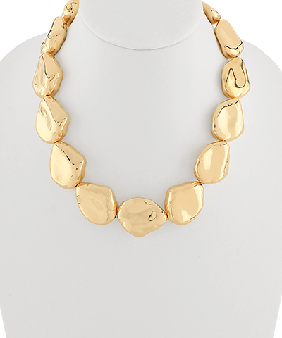 Pebble Shape Linked Metal Necklace