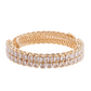 This CZ Baguette Stone Double Row Bracelet comes in silver and gold options, making it a stunning choice for weddings. It features rows of cubic zirconia stones and is designed as a cuff.