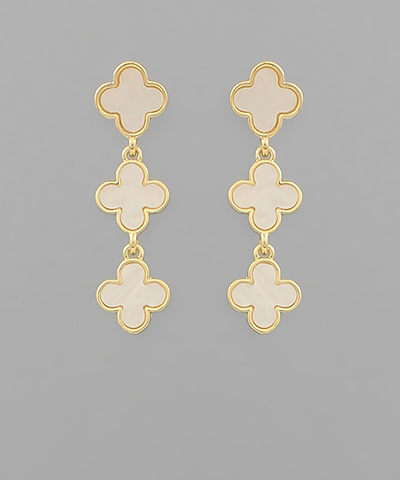 MOP Clover 3 Drop Earrings