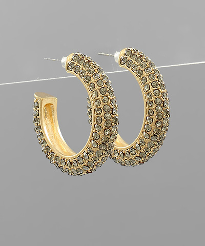 Paved Crystal Open Hoops