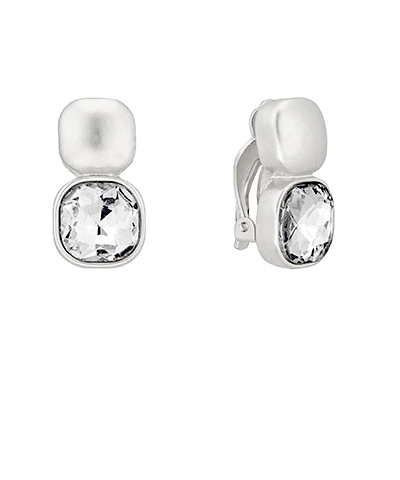 Crystal & Square Clip-On Earrings