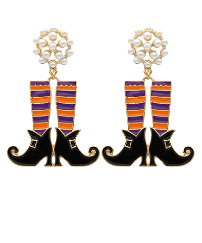 Halloween Witch Shoes Epoxy Earrings