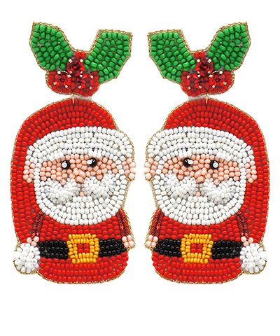 Seed Bead Santa Claus Earring