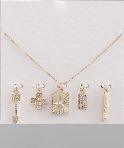 Cross Charm Necklace Set