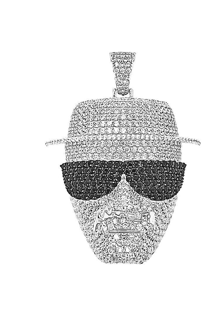 Pendant depicting black sunglasses, made from 925 sterling silver with rhodium plating or 14K gold plating.