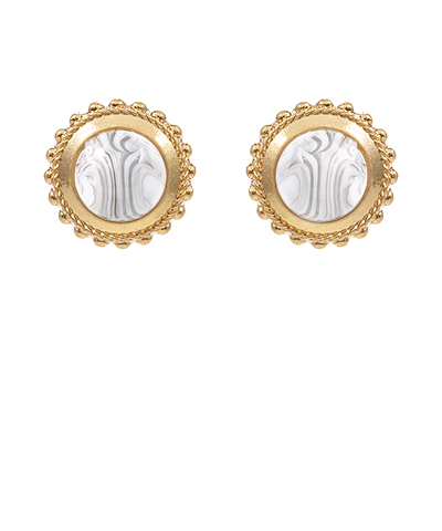 Stone Accented Dome Earrings