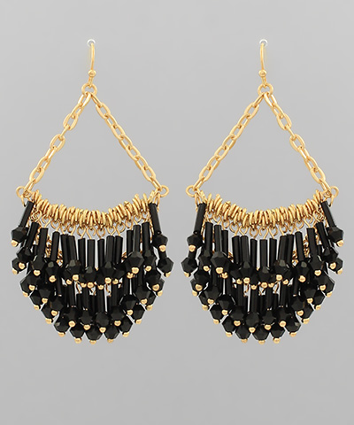 Glass Tassel Chain Chandeliers Earrings