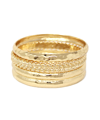 3 Row Multi Textured Bangle Bracelet