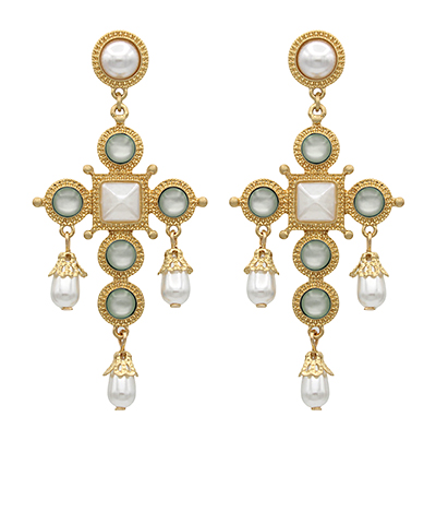 These Antique Jewel Cross Drop Earrings