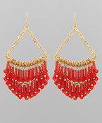 Glass Tassel Chain Chandeliers Earrings