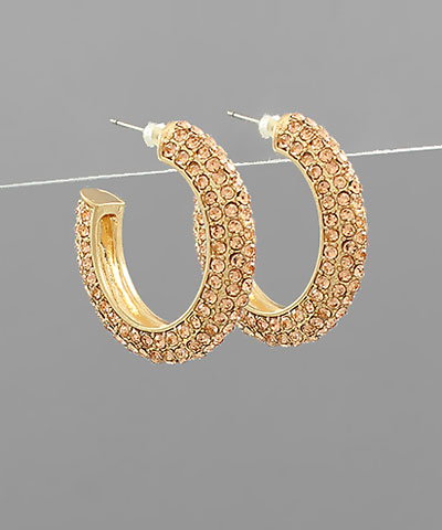 Paved Crystal Open Hoops