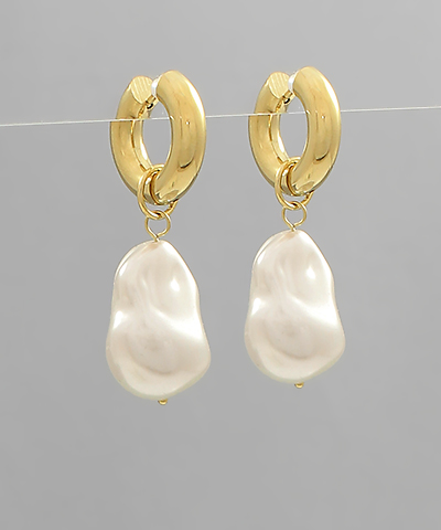 Baroque Pearl Dangle Hoops