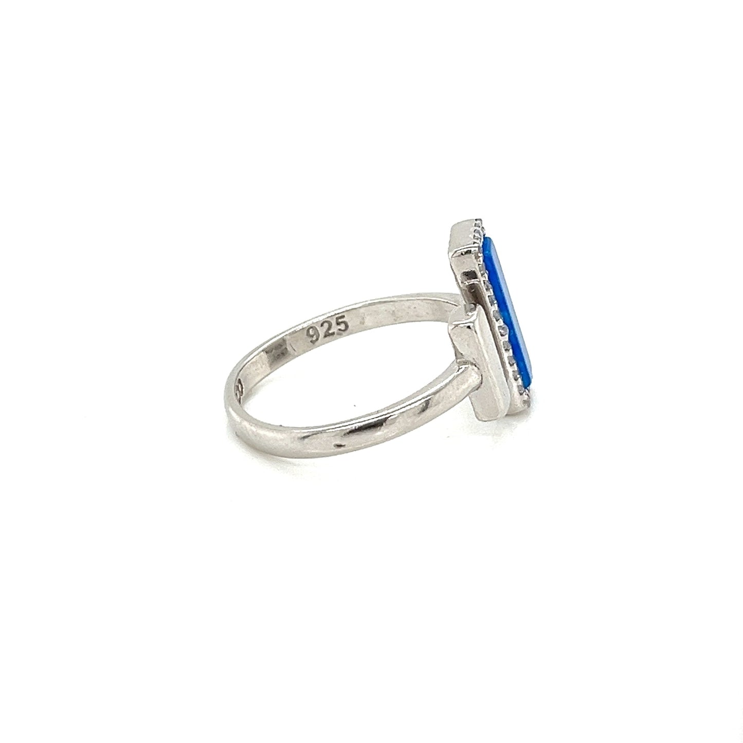 Sterling Silver Ring with CZ  Rectangle Shape