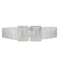 Ribbed Rectangle Buckle Metallic Straw Belt