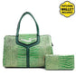 Fashionable Faux Snake Skin Handbag with Matching Wallet Set