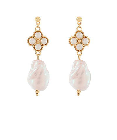 Ugly Pearl Clover Drop Earrings