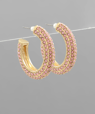 Paved Crystal Open Hoops