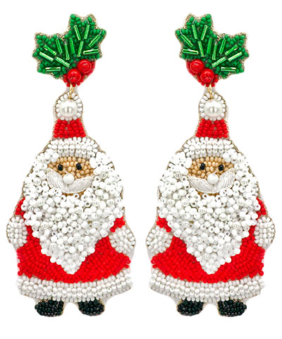 Beaded Santa Earrings