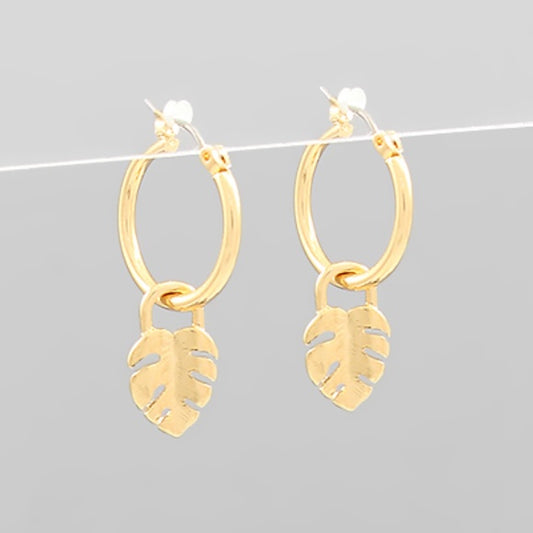 Leaf Lock Dangle Hoops