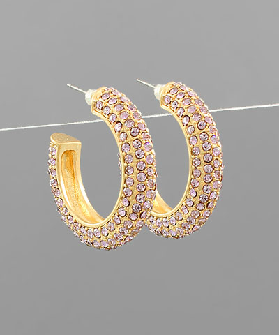 Paved Crystal Open Hoops