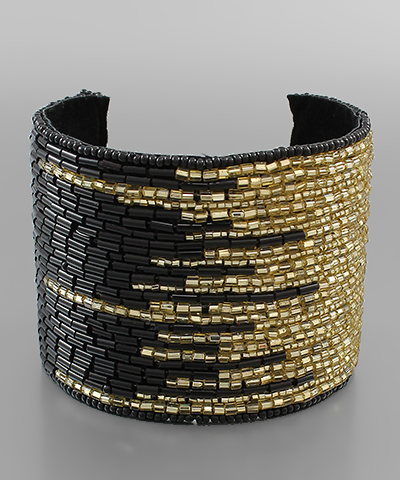 Twotone Bead Wide Cuff