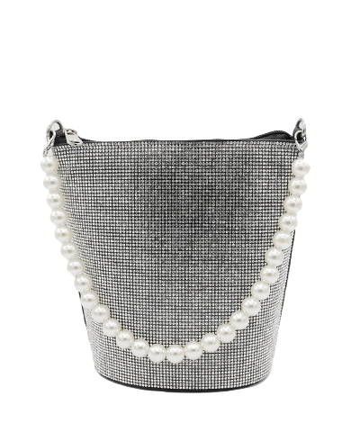 Pearl Shoulder Chain Rhinestone Bucket Bag