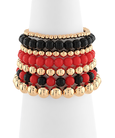 7-Row Beaded Bracelet with Varying Sizes