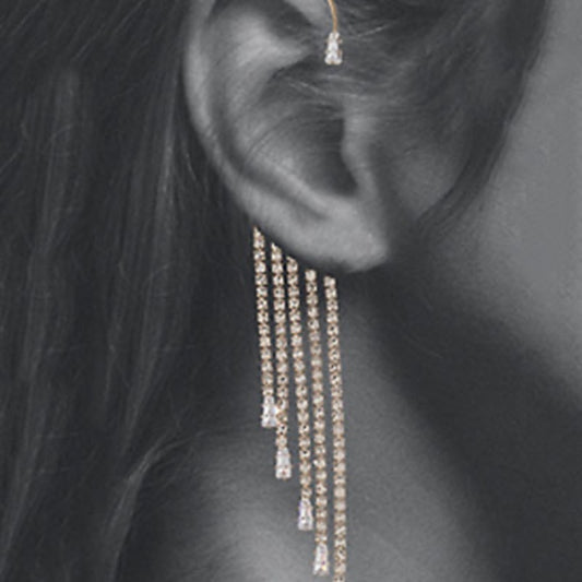 Wire CZ Tassel Ear Cuff