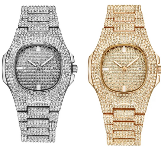 Men's Watch Luxury Brands Designer Fashion Diamond Date Quartz Watch for Men