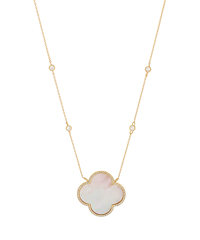 Big CZ Clover Pendant Necklace