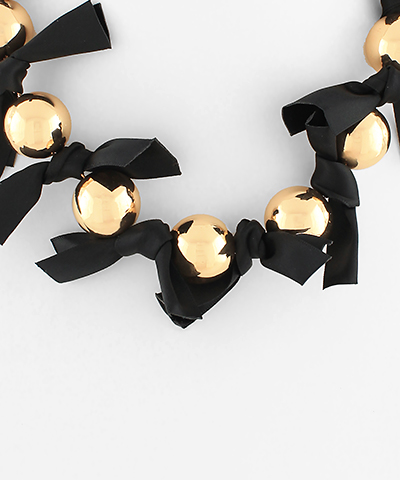 Ribbon Bow CCB Ball Necklace